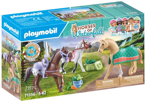 PLAYMOBIL Horses of Waterfall 71356 3 chevaux : Morgan, Quarter Horse & Shagya