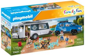 Playmobil Family Fun 70959 pas cher, Camion FunPark avec remorque plateau  et conteneur