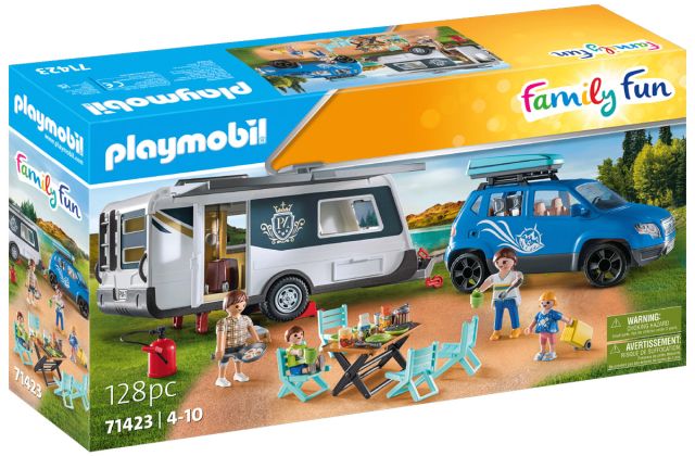 PLAYMOBIL Family Fun 71423 Famille avec voiture et caravane