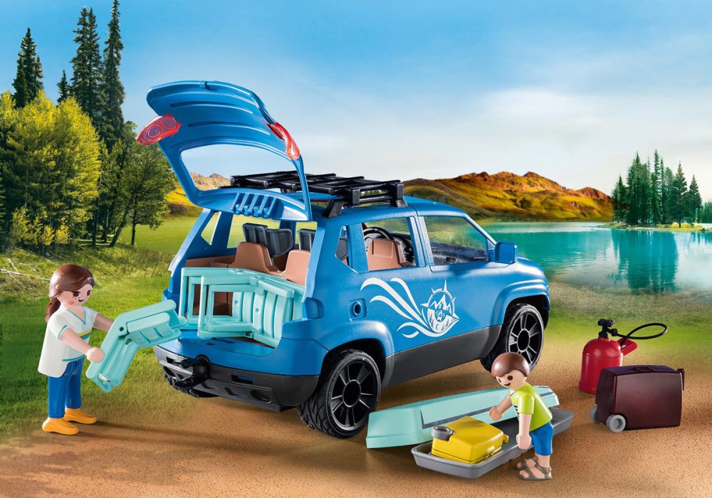 PLAYMOBIL 9502 Family Fun - Famille avec Voiture et Caravane 