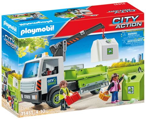 PLAYMOBIL City Action 71431 Camion-grue de recyclage de verre