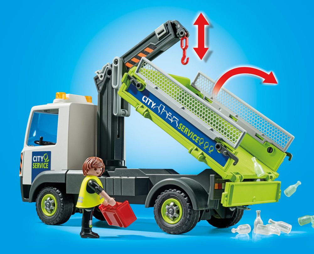 Playmobil City Action 71431 pas cher, Camion-grue de recyclage de verre