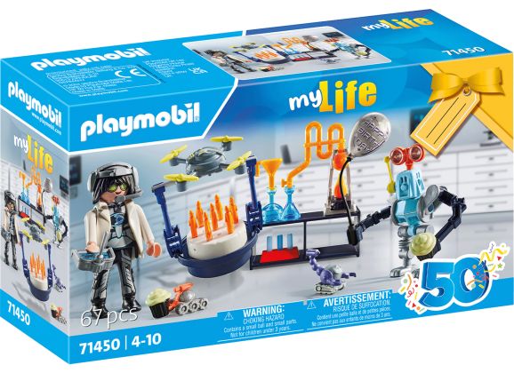 PLAYMOBIL My Life 71450 Chercheur en laboratoire avec robot (Spécial 50 ans)