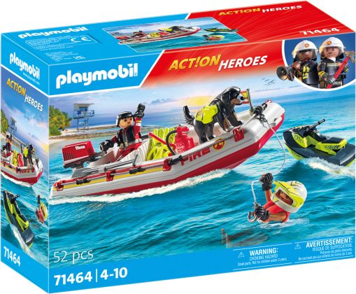 PLAYMOBIL Action Heroes 71464 Bateau de pompier et scooter des mers