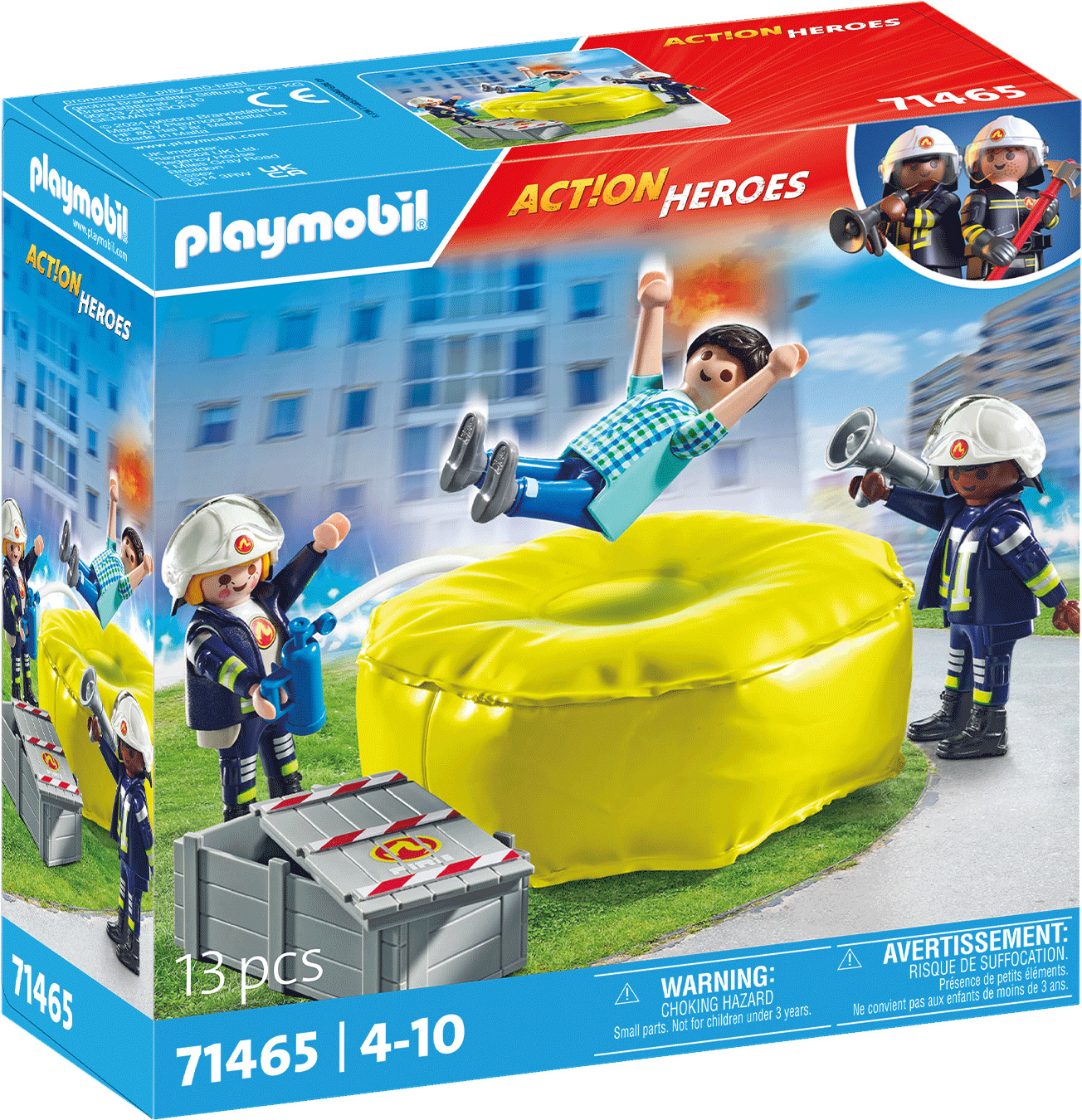 Playmobil Action Heroes 71465 pas cher, Pompiers avec coussin de sauvetage