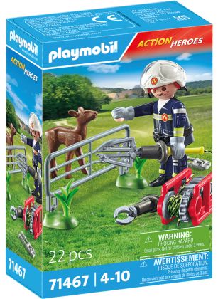 PLAYMOBIL Action Heroes 71467 Pompier avec faon à sauver