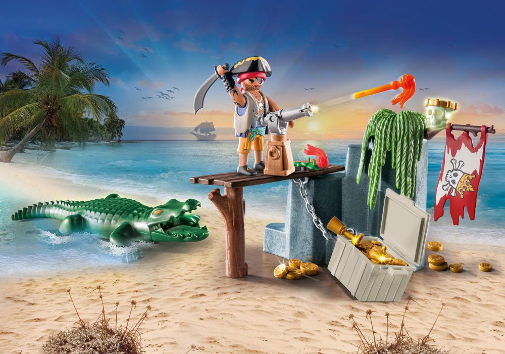 Playmobil Pirates 71473 pas cher, Pirate avec alligator (Pack de Démarrage)