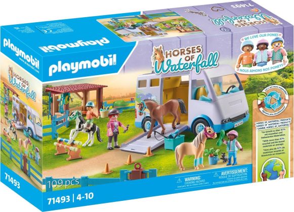 PLAYMOBIL Horses of Waterfall 71493 Van pour cheval et poneys avec enclos