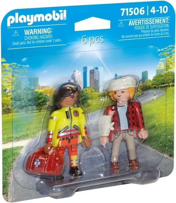 Playmobil City Action 71506 pas cher, Duo Pack Secouriste avec blessé