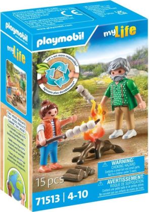 PLAYMOBIL My Life 71513 Grand-père avec petite fille et feu de camp