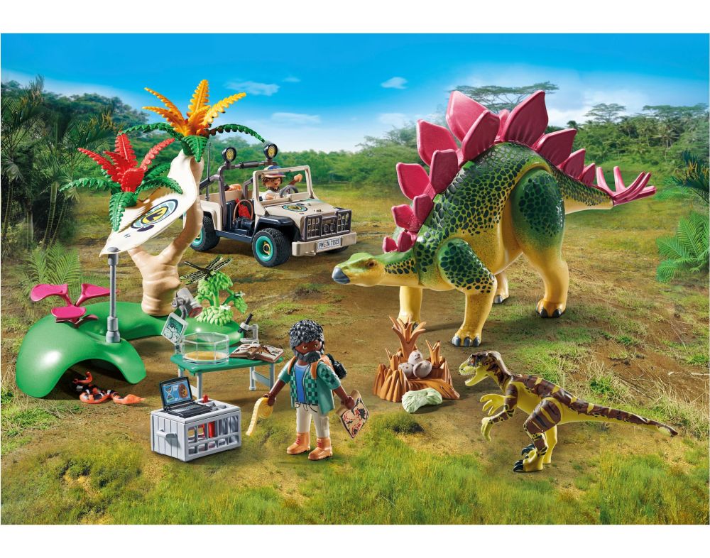 Playmobil Dinos 5234 pas cher, Tricératops et son petit avec arbre