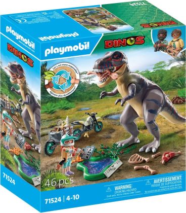 PLAYMOBIL Dinos 71524 Explorateur avec moto et tyrannosaure