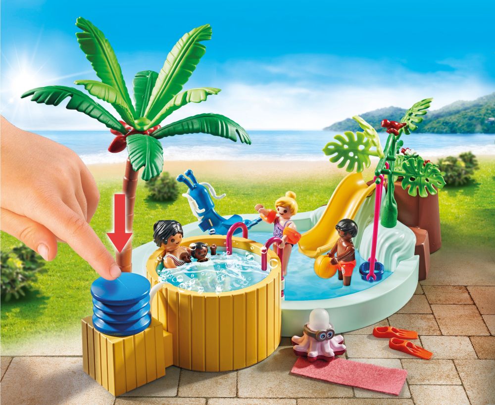 Playmobil My Life 71529 pas cher, Vacanciers avec piscine et bain à remous  - Promo Pack