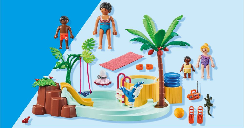 fille chatain enfant maillot bain vert vacances piscine plage mer PLAYMOBIL  9085