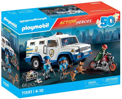 PLAYMOBIL Action Heroes 71597 Fourgon blindé avec convoyeurs de fonds