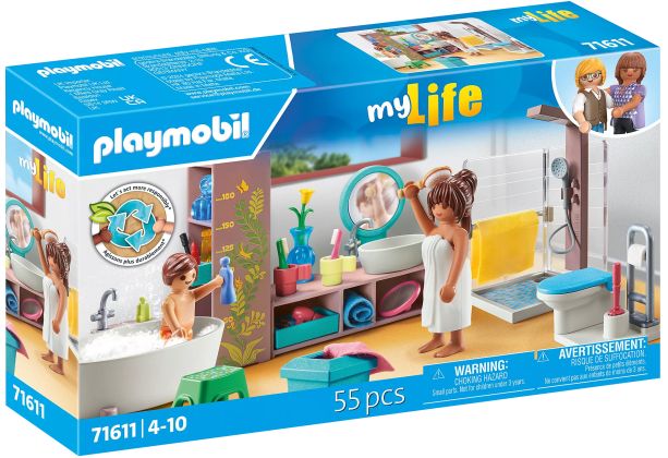 PLAYMOBIL My Life 71611 Salle de bains avec douche et baignoire
