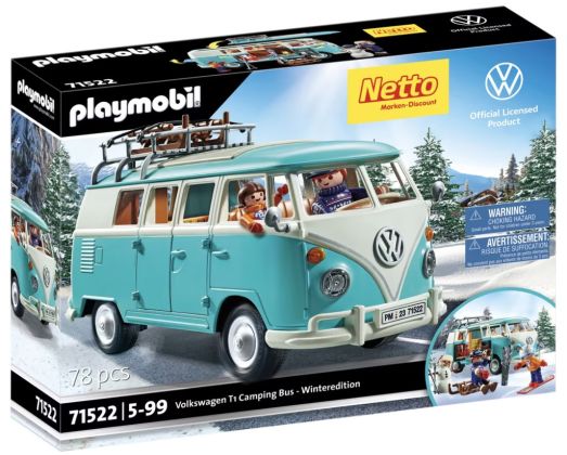 PLAYMOBIL Volkswagen 71657 Volkswagen T1 Camping Bus - Bleu - Edition Hiver (Édition spéciale Netto)