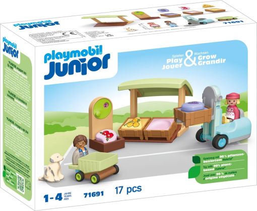 PLAYMOBIL Junior 71691 Stand de marché bio & chariot élévateur