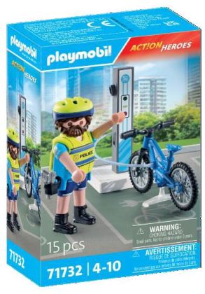 PLAYMOBIL Action Heroes 71732 Policier cycliste avec borne de recharge