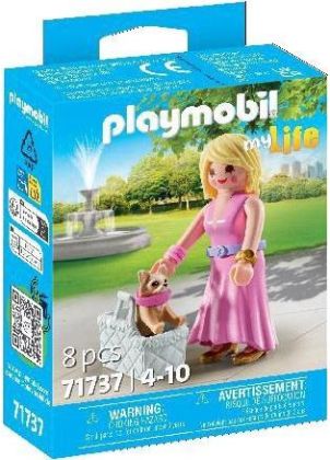 PLAYMOBIL My Life 71737 Dame avec Chihuahua et panier de transport