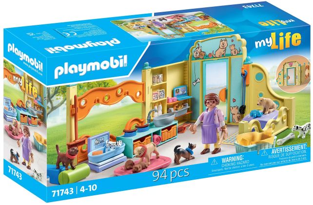PLAYMOBIL My Life 71743 Centre de soin canin avec 8 chiens et soigneur