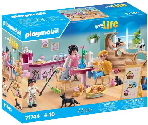 PLAYMOBIL My Life 71744 Bar à chats avec 6 chats et 3 personnages