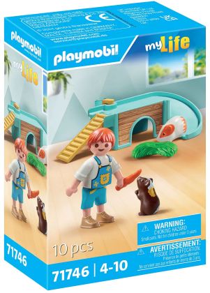 PLAYMOBIL My Life 71746 Enfant avec 2 cochons d'Inde et aire de jeux
