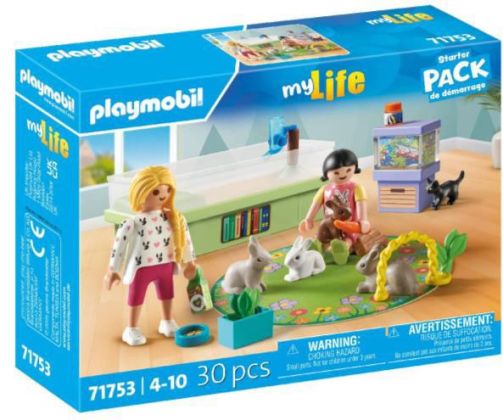 PLAYMOBIL My Life 71753 Animalerie avec enclos à lapins et tapis de jeux - Starter Pack