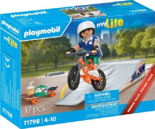 PLAYMOBIL My Life 71798 Garçon avec skateboard, rampe et vélo - Promo Pack