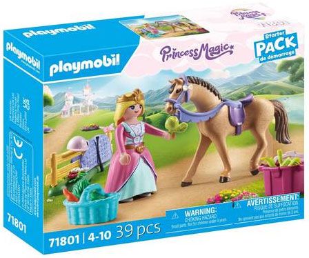 PLAYMOBIL Princess Magic 71801 Princesse cavalière avec cheval - Starter Pack