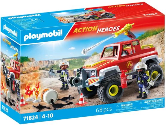 PLAYMOBIL Action Heroes 71824 Véhicule de pompiers avec bidon enflammé