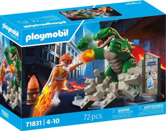 PLAYMOBIL Super-héros 71831 Super-héros contre lézard géant