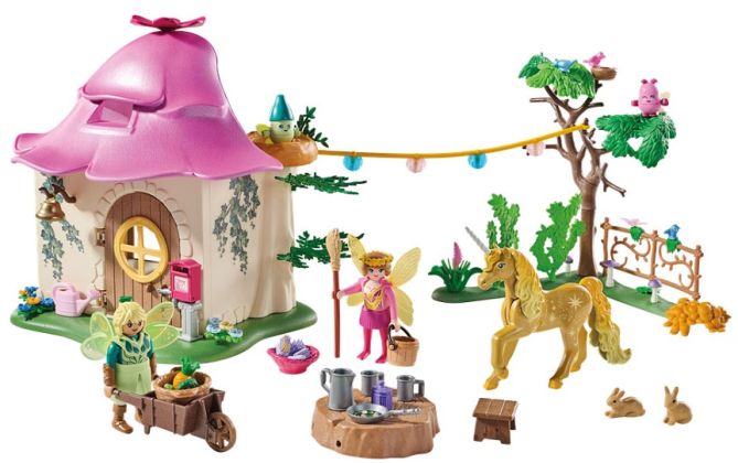 PLAYMOBIL Fairies 71838 Maison de fée avec licorne dorée