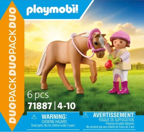 PLAYMOBIL Pompiers 71884 Enfant avec cheval - Duo Pack