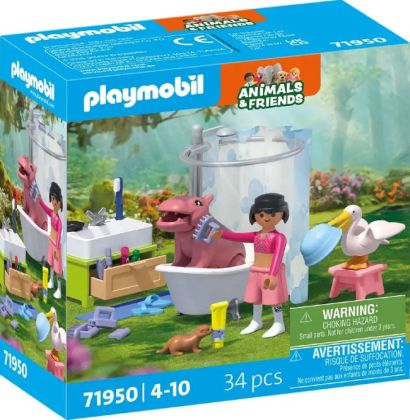 PLAYMOBIL Animaux et amis 71950 S'amuser dans le bain des animaux