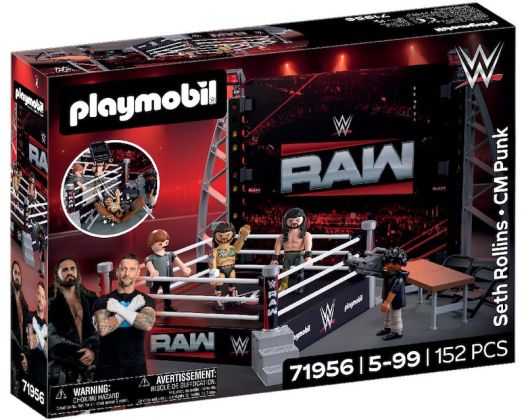 PLAYMOBIL WWE 71956 WWE RAW Ring Collectors Set (Seth Rollins - CM Punk)