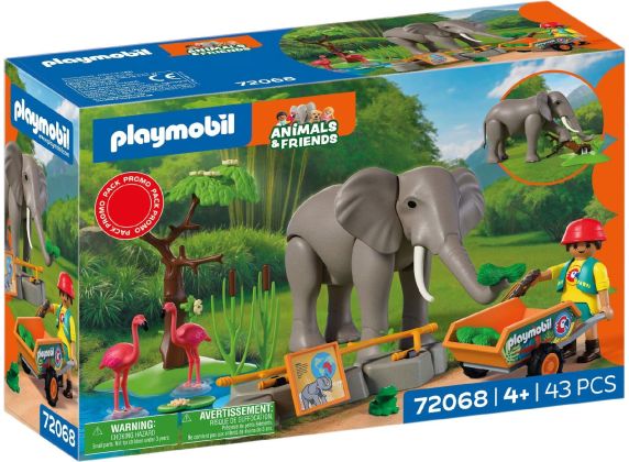 PLAYMOBIL Animaux et amis 72068 Éléphant avec soigneur - Promo Pack