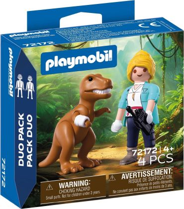 PLAYMOBIL Dinos 72172 T-Rex avec chercheuse - Duo Pack