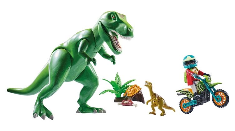 PLAYMOBIL Dinos 72405 Un brachiosaure avec un motard