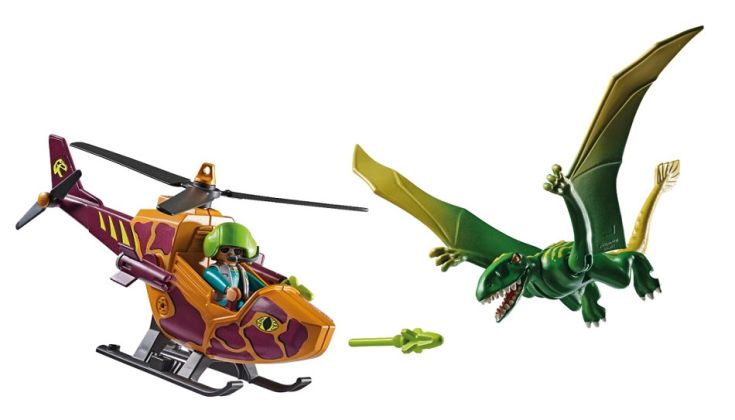 PLAYMOBIL Dinos 72408 Attaque d'un Dimorphodon contre un hélicoptère