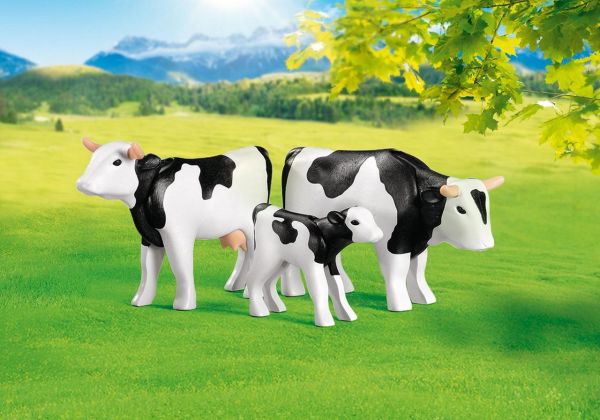 PLAYMOBIL Produits complémentaires 7892 2 vaches avec veau noirs / blancs