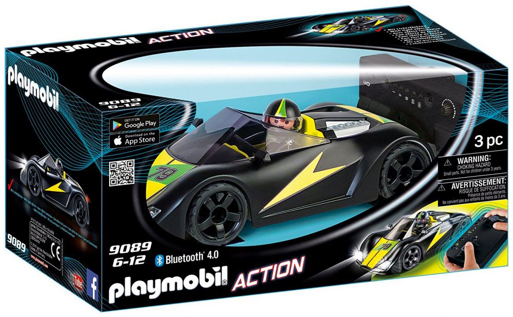 Playmobil Action 9089 pas cher, Voiture de course noire radiocommandée