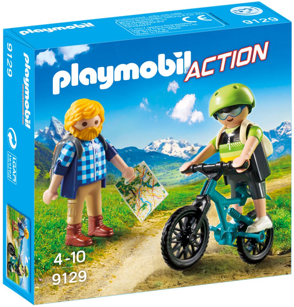 Playmobil Action 9329 pas cher, Pilotes motocross avec support de jeu