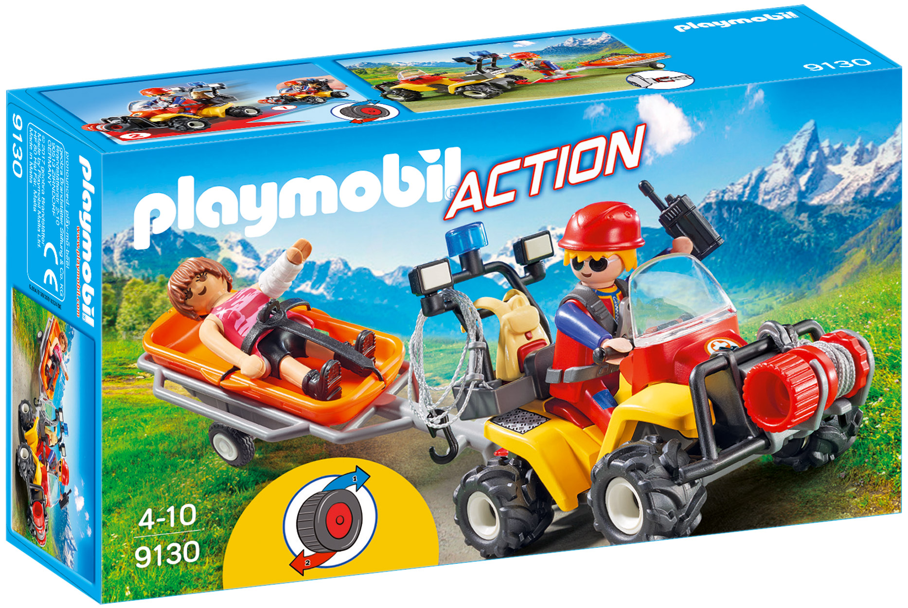 Playmobil Action 9130 pas cher, Secouriste des montagnes avec quad