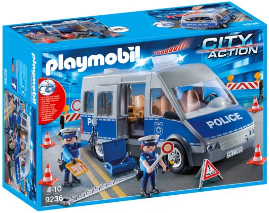 PLAYMOBIL City Action 9236 Fourgon de policiers avec matériel de barrage