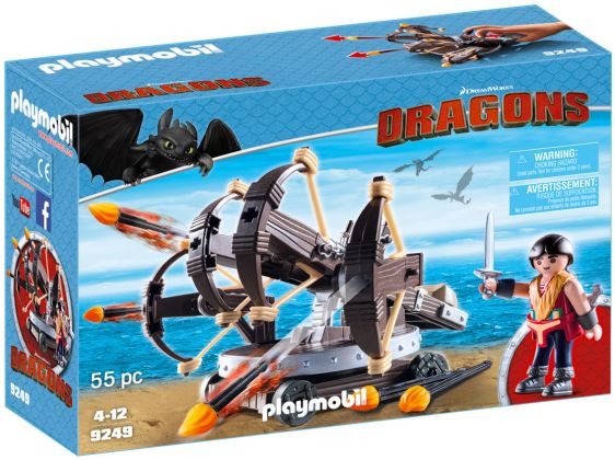 PLAYMOBIL Dragons (DreamWorks) 9249 Eret et baliste à 4 projectiles de feu