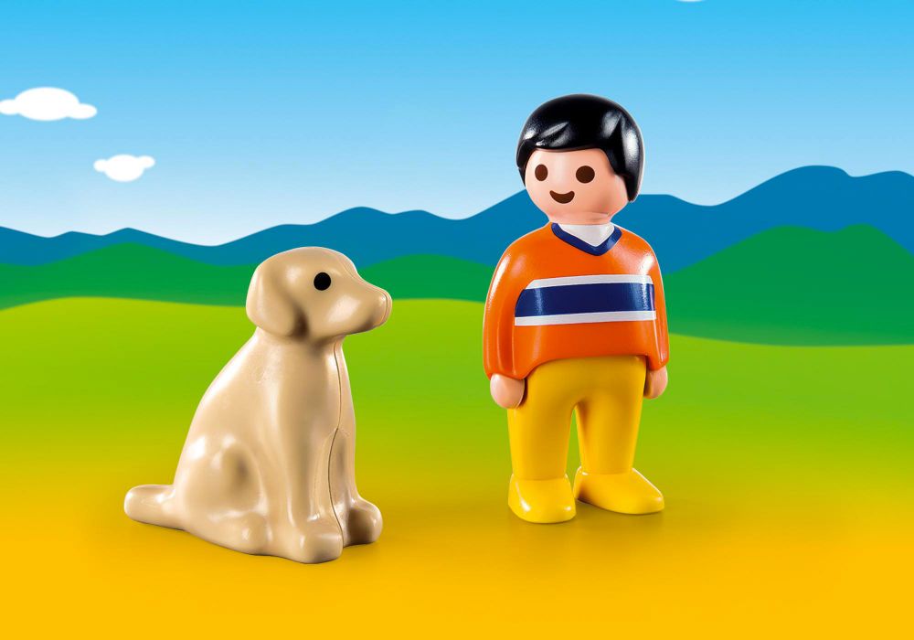 Playmobil 123 9256 pas cher, Garçon avec chien