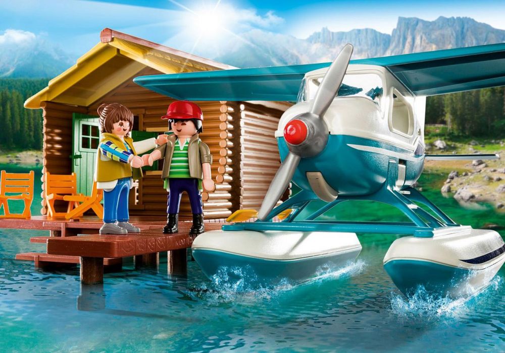 Playmobil Wild Life 9320 Pas Cher Chalet Sur Le Lac Et Hydravion