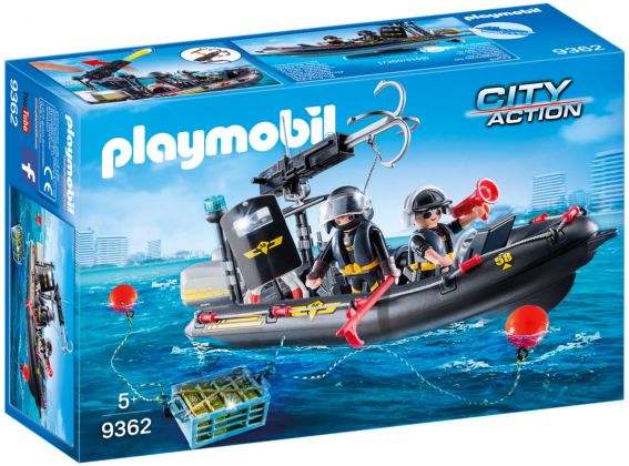 PLAYMOBIL City Action 9362 Bateau pneumatique et policiers d'élite