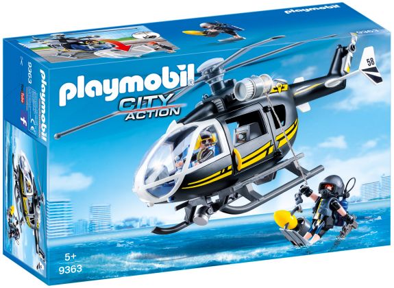 PLAYMOBIL City Action 9363 Hélicoptère et policiers d'élite